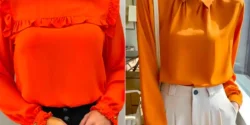 شومیز نارنجی ساده؛ ۱۵ ایده شاد و مینیمال برای استایل روزهای بهاری