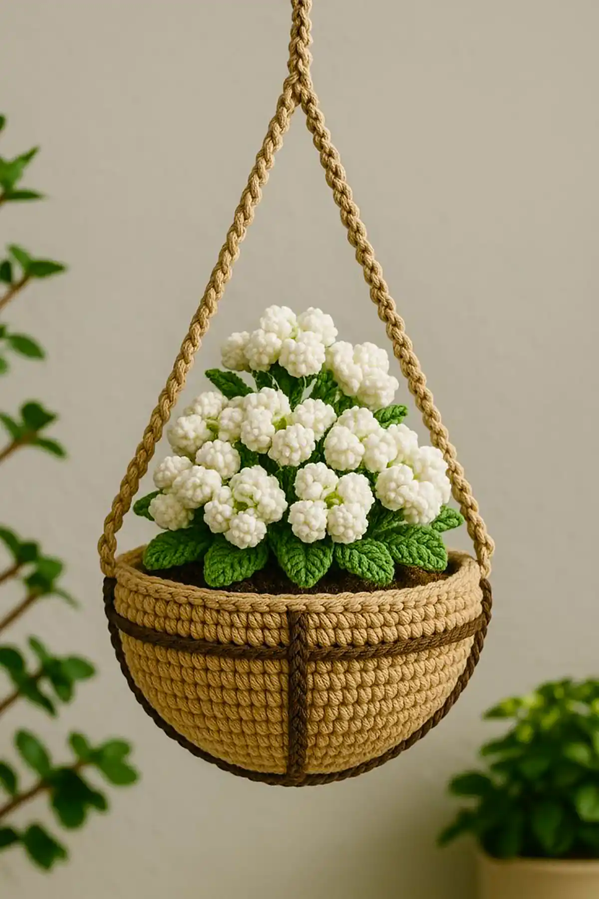 گلدان بافتنی آویزی