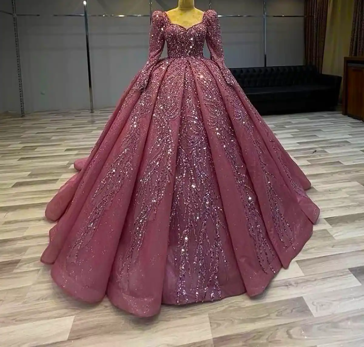 لباس عروس صورتی پرنسسی