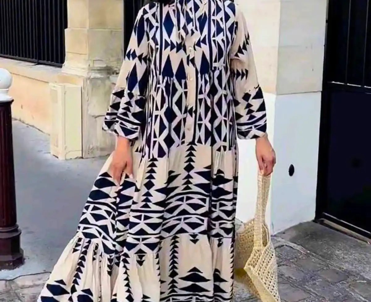 پیراهن بلند طرح دار