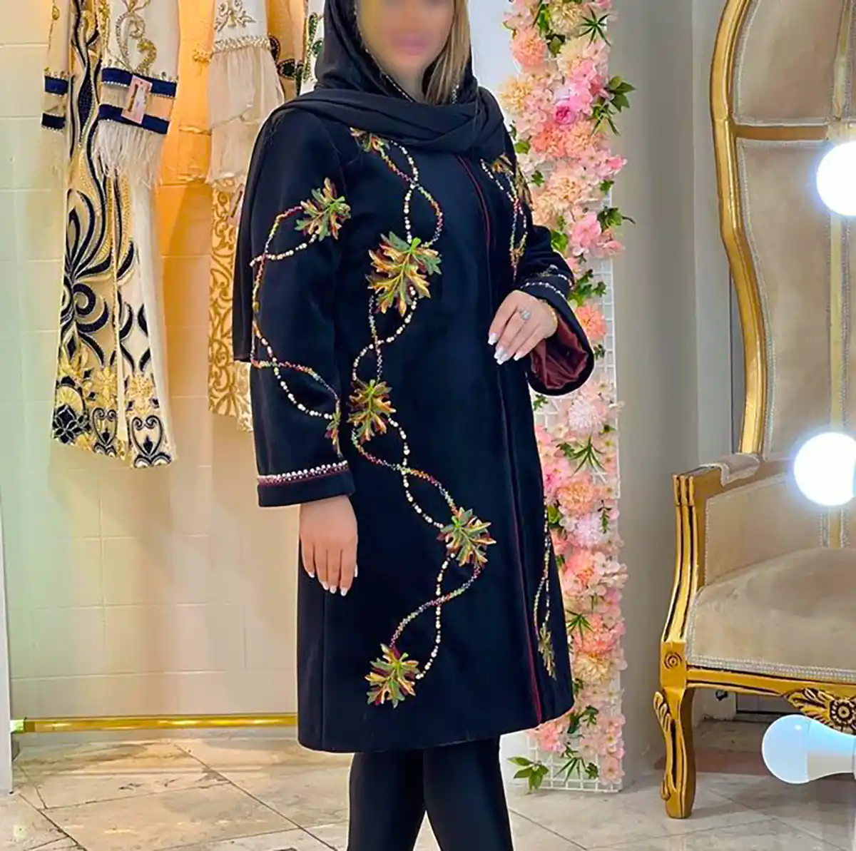 مانتو مشکی جواهر دوزی