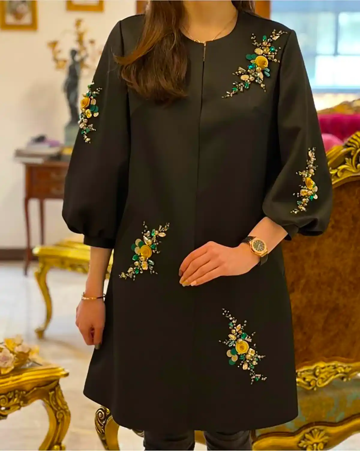 مانتو مشکی جواهر دوزی