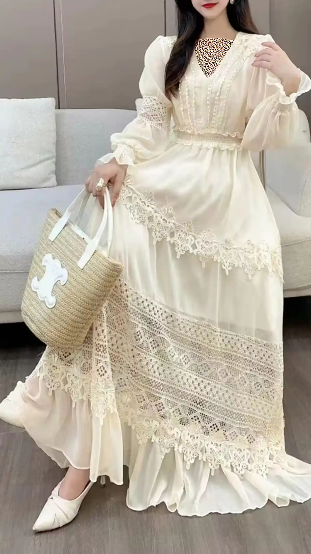 پیراهن بلند دانتل و شیک