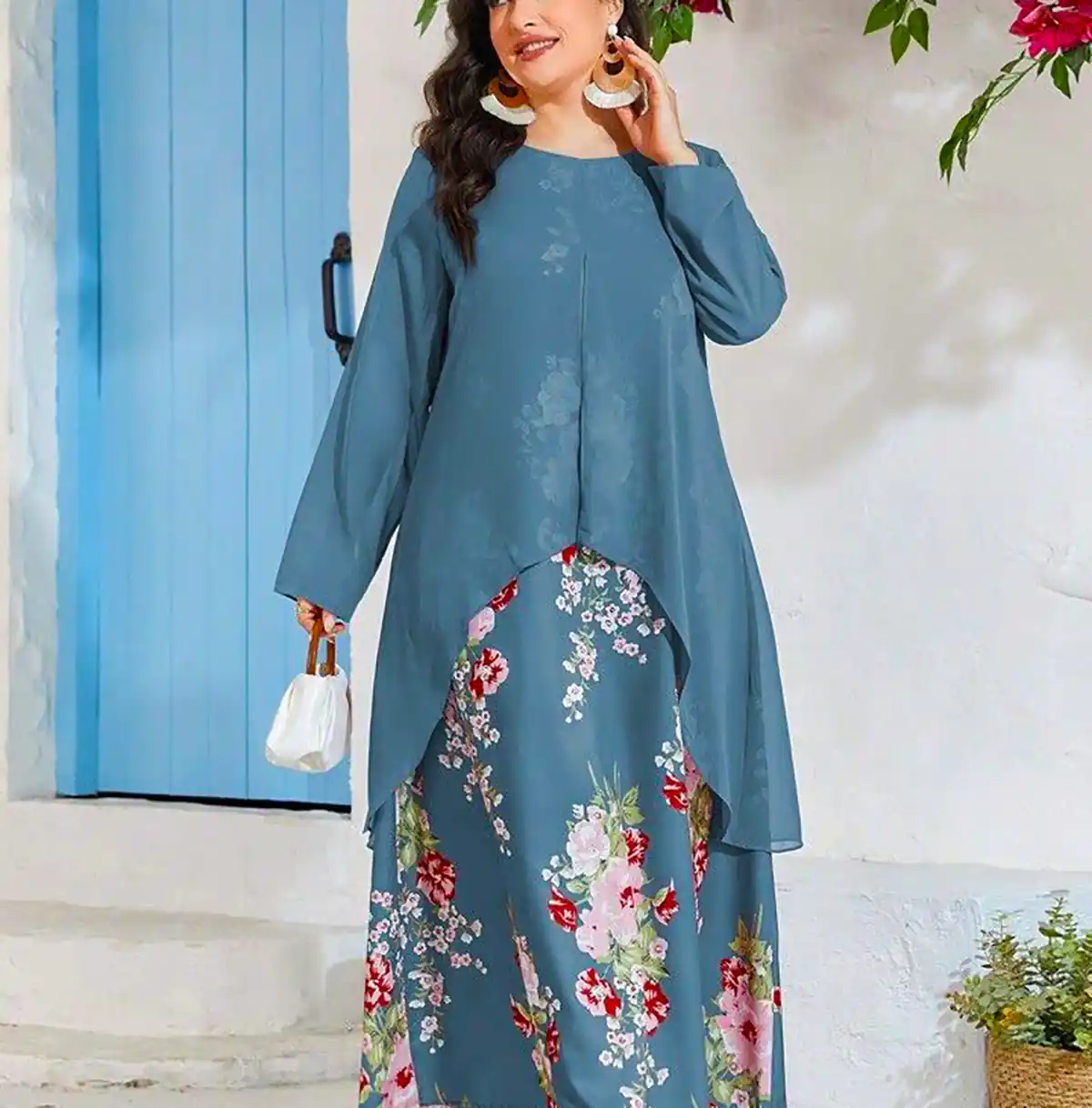 پیراهن بلند رویه دار زنانه