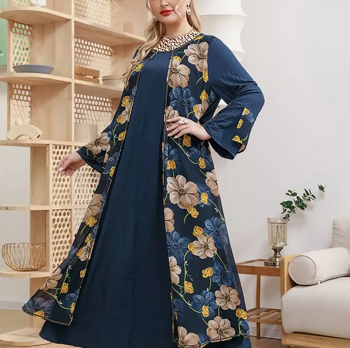 پیراهن بلند رویه دار زنانه