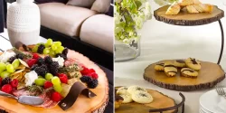 ظروف چوبی تنه درخت؛ ۱۵ مدل جذاب برای دکور روستیک و خاص میز پذیرایی