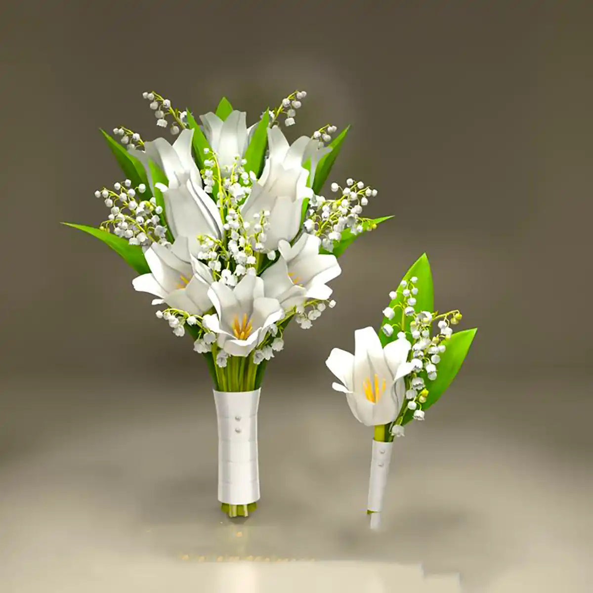 دسته گل شیپوری سفید عروس