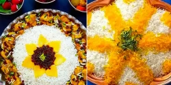 دیزاین پلو زعفرانی؛ ۱۵ عکس شگفت‌انگیز برای سفره‌های مجلسی و مهمانی‌های ویژه
