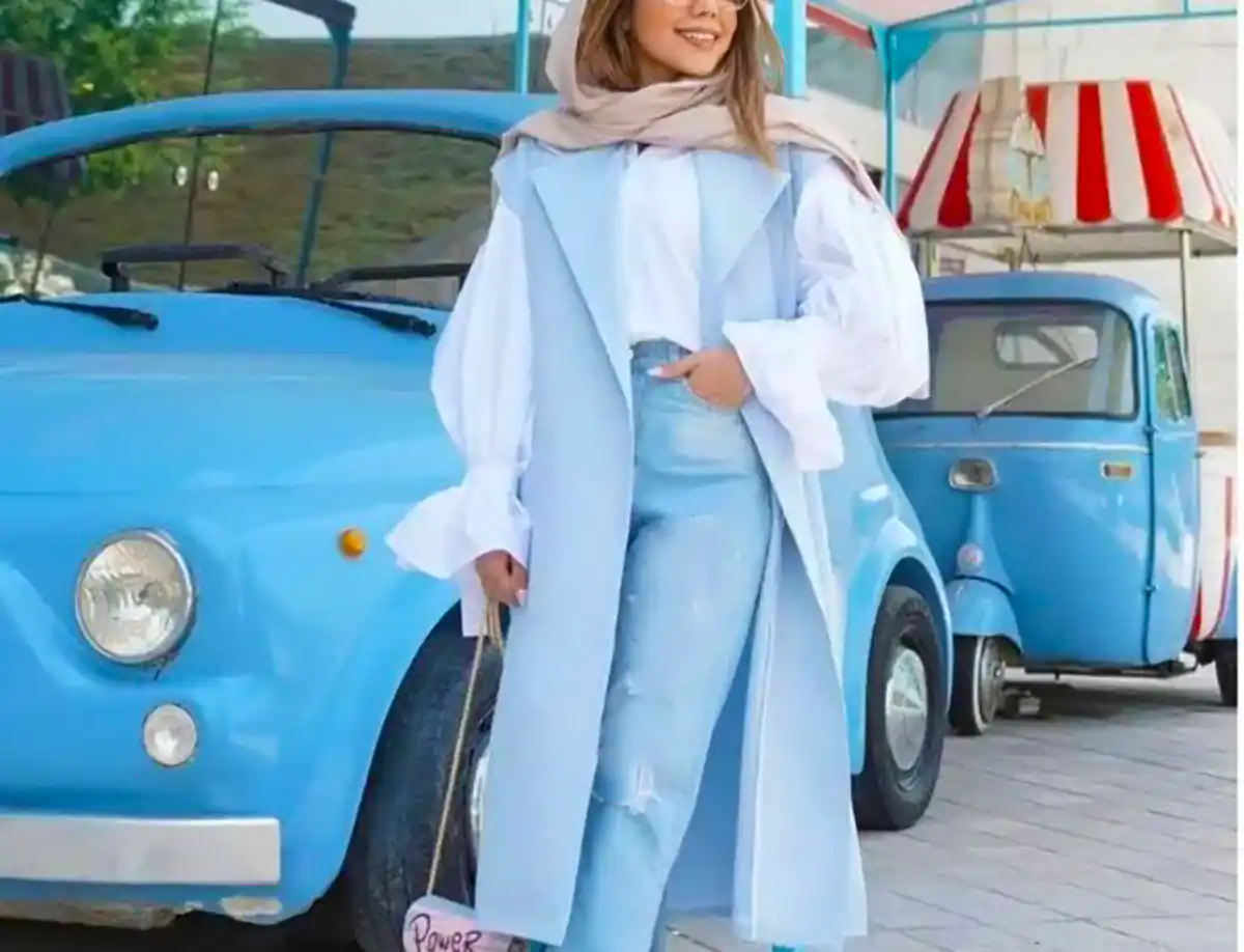 مانتو آبی یخی لاکچری
