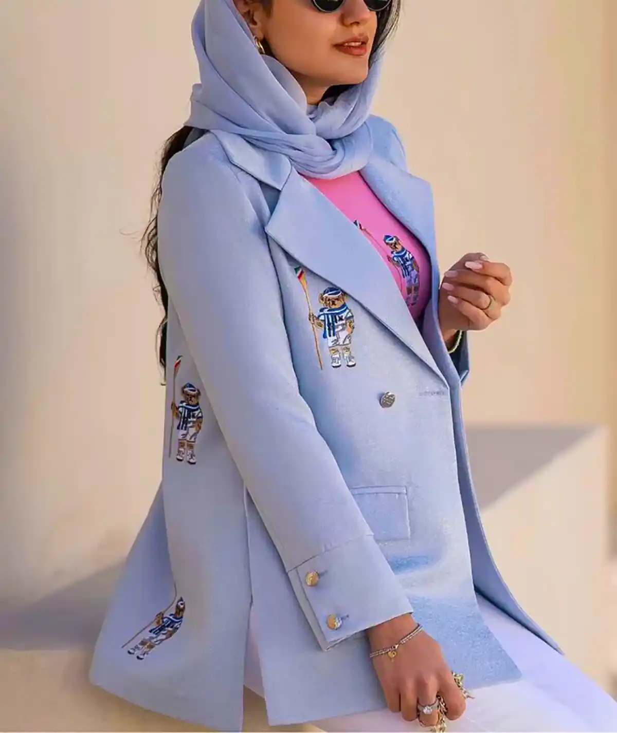 مانتو آبی یخی لاکچری