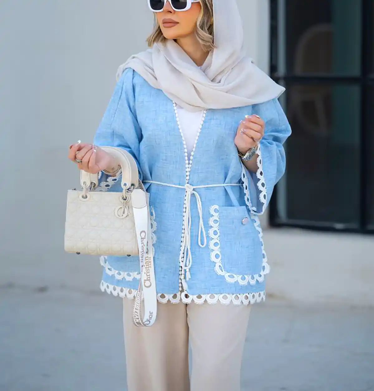 مانتو آبی یخی لاکچری