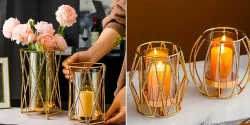 پایه شمع فلزی مدرن؛ ۱۵ مدل خاص برای دکوراسیون شیک پذیرایی و اتاق خواب