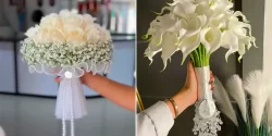 دسته گل سفید عروس؛ ۱۵ عکس جذاب همراه جزئیات خاص برای طراحی دستهگل متفاوت