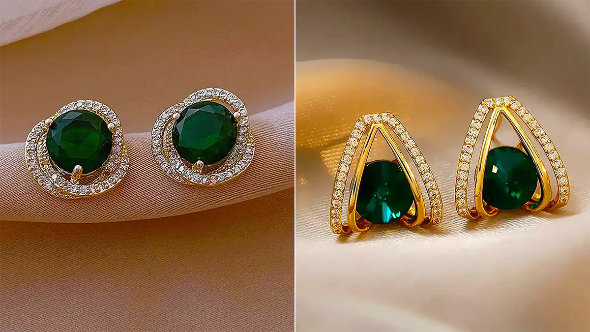 گوشواره کلاسیک زمردی