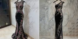 لباس مجلسی جواهردوزی مشکی؛ ۱۵ عکس خیرهکننده برای جلوهای ماندگار و خاص