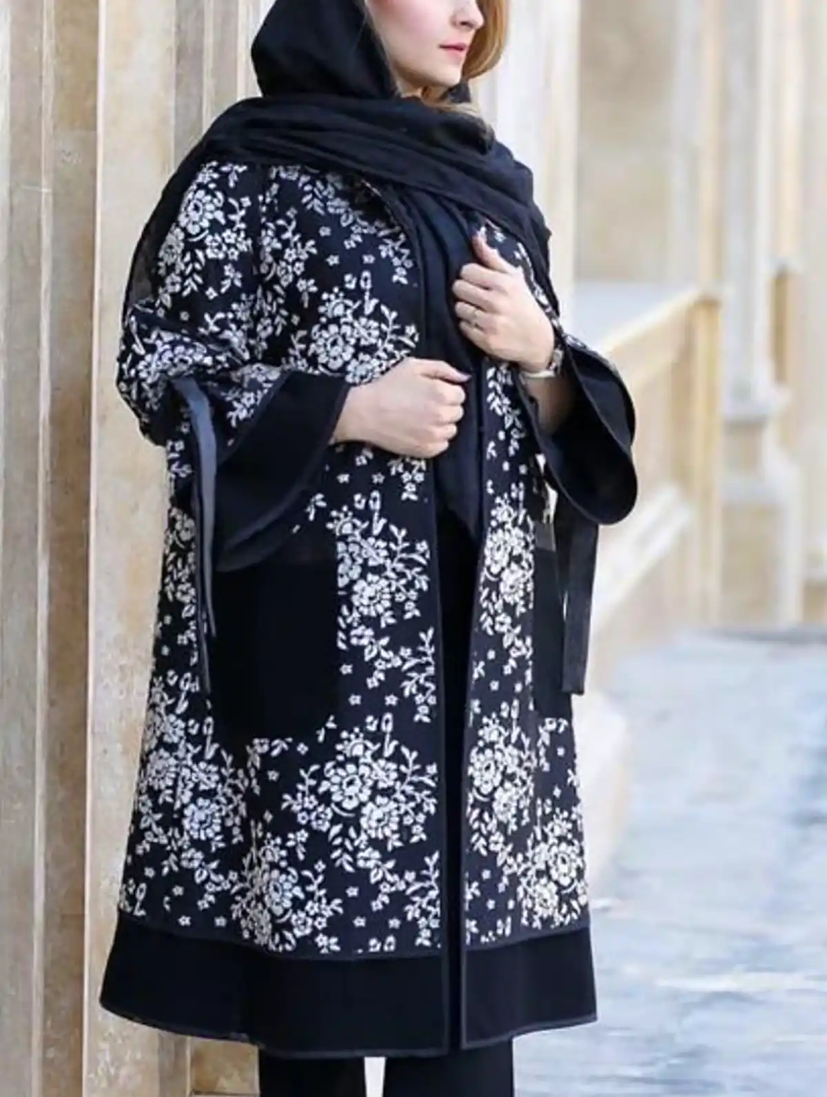 مانتو ژاکارد مجلسی مشکی