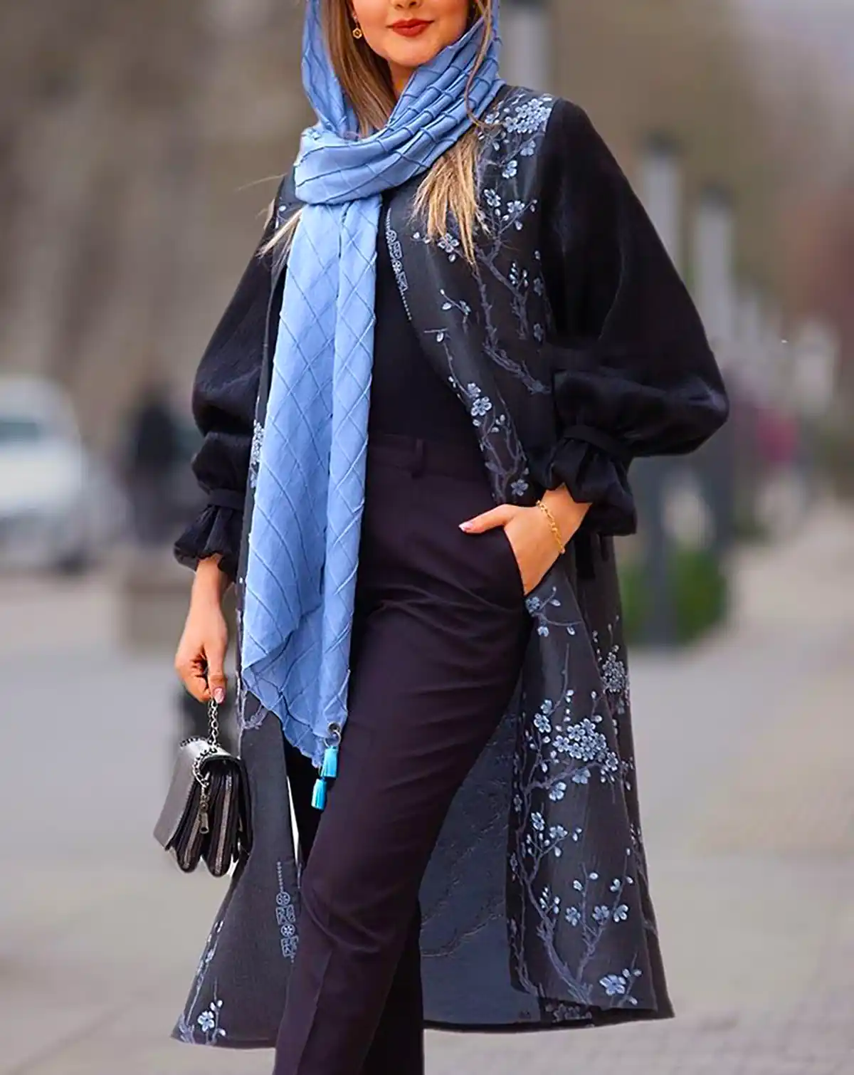 مانتو ژاکارد مجلسی مشکی