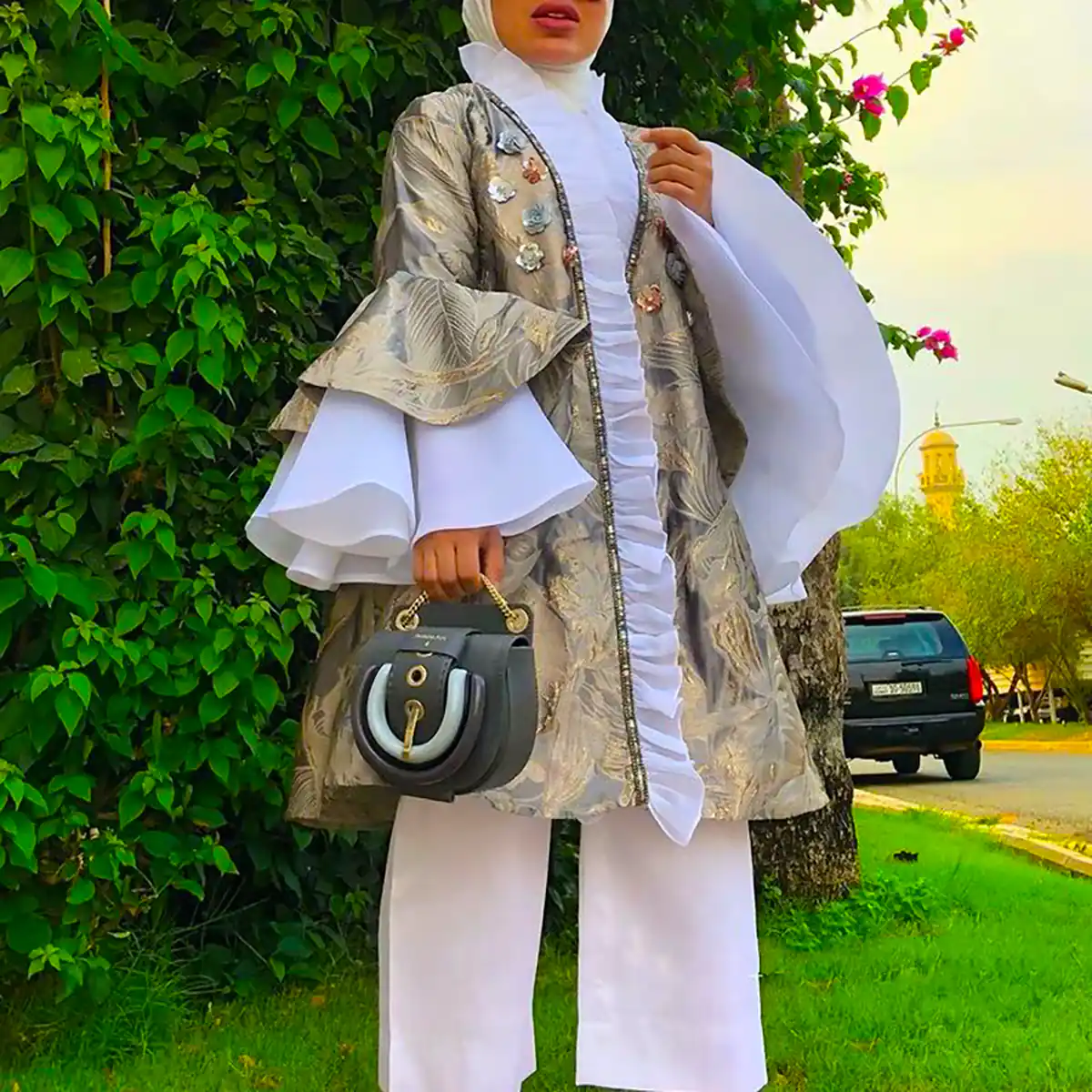 مانتو ژاکارد مجلسی مشکی
