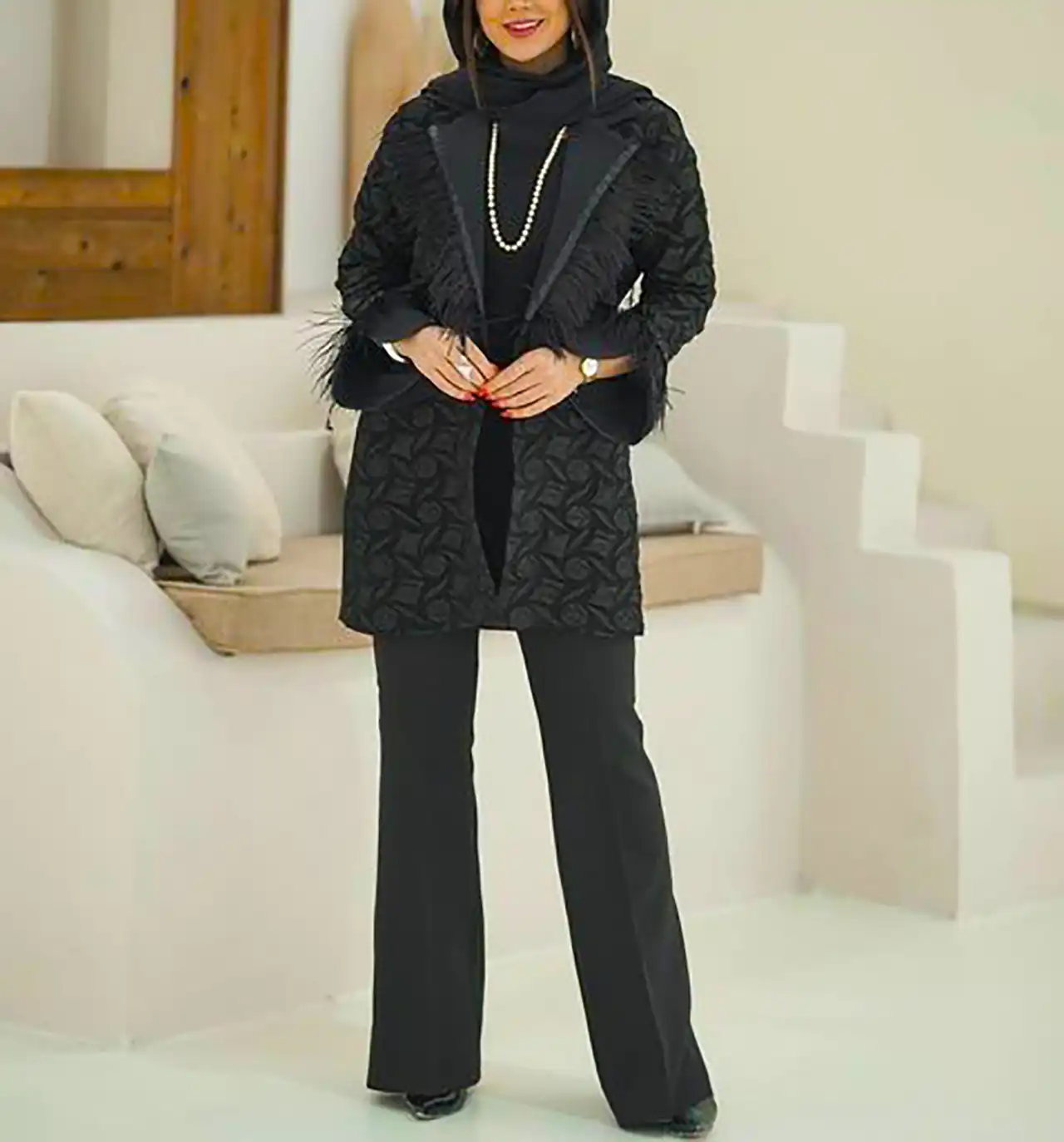مانتو ژاکارد مشکی