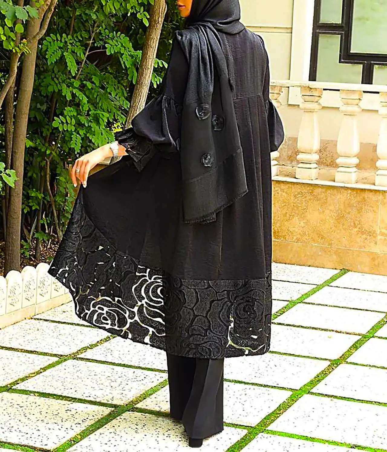 مانتو ژاکارد مشکی