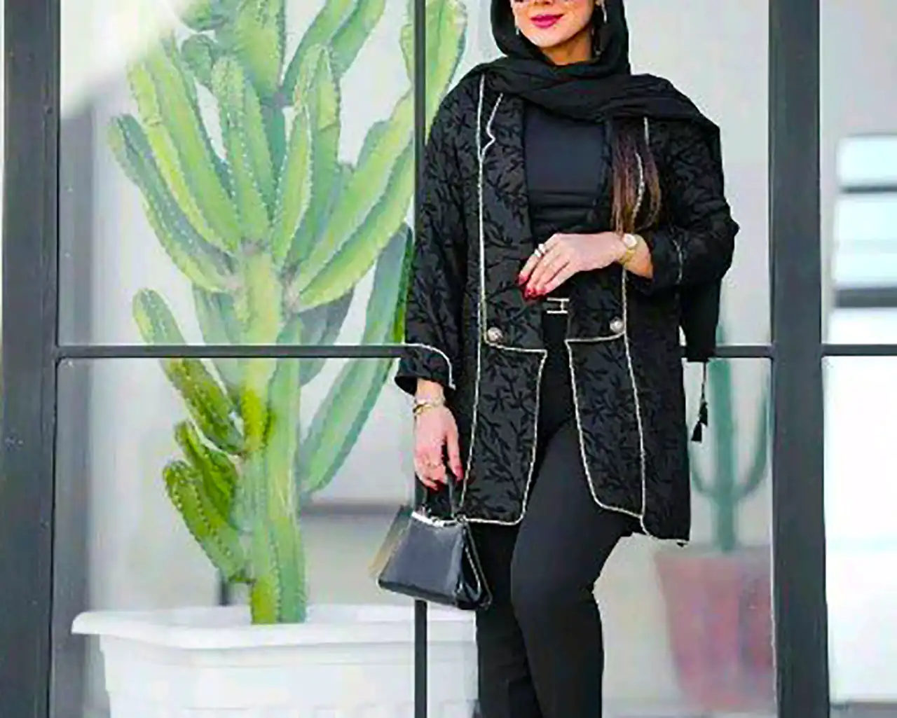 مانتو ژاکارد مشکی