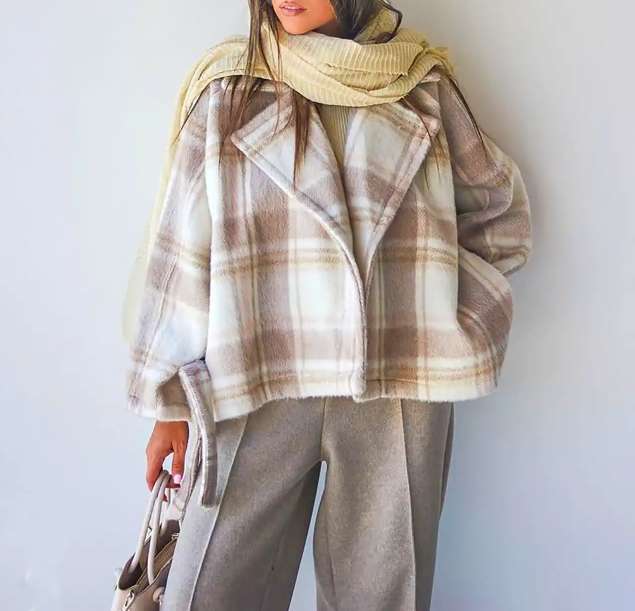 مانتو پشمی چارخانه پاییزه