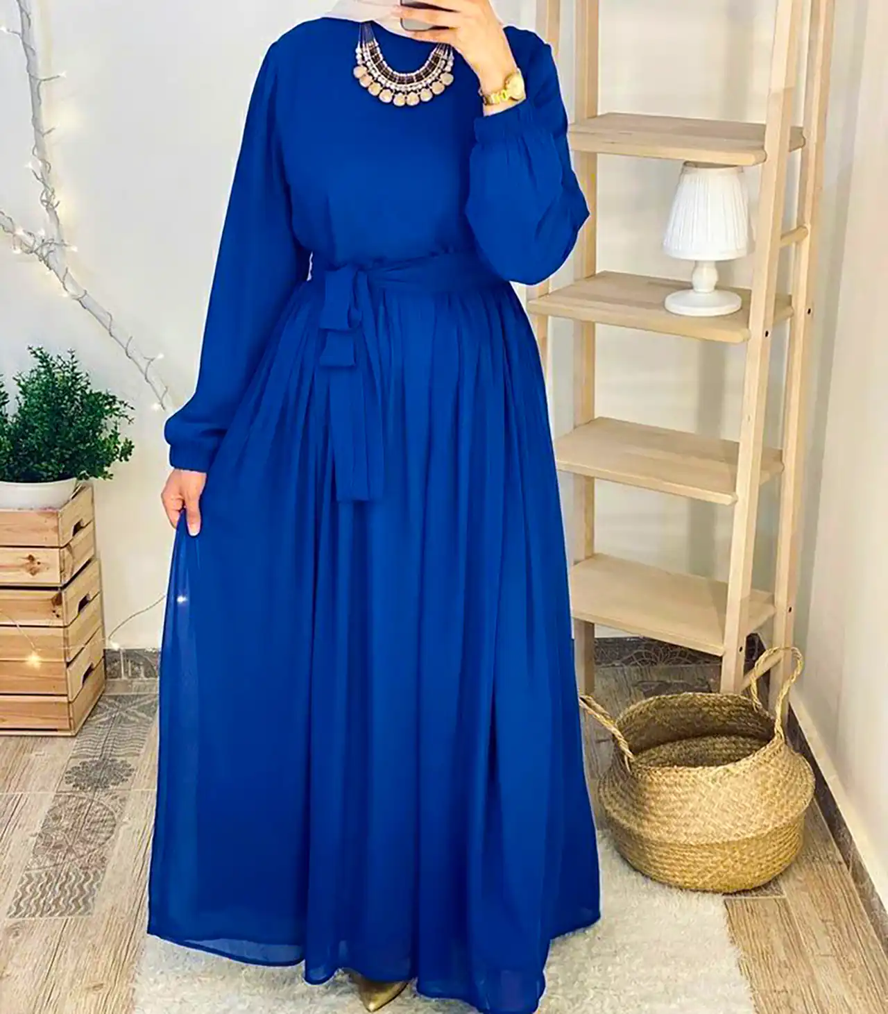 مانتو پیراهنی آبی کاربنی