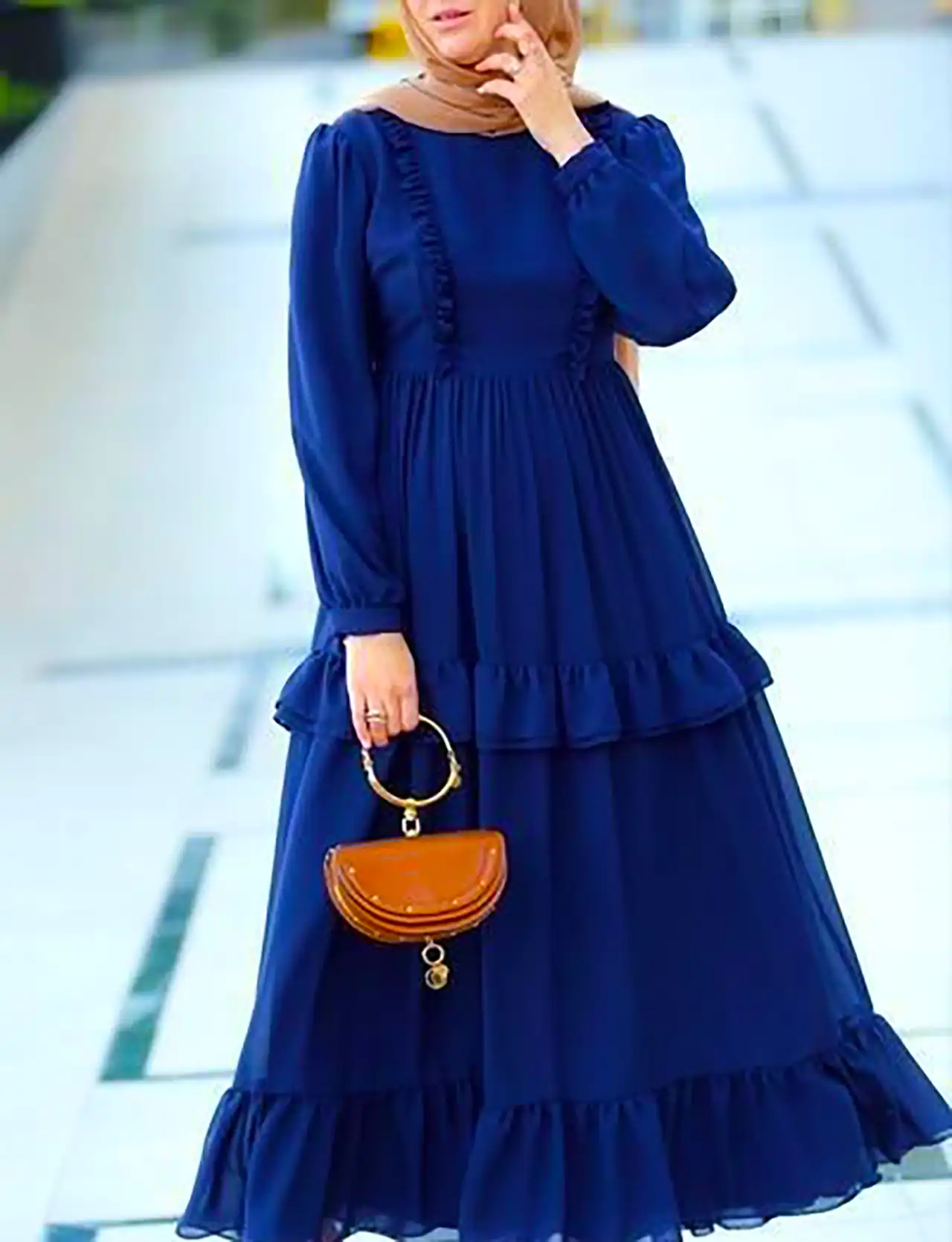 مانتو پیراهنی آبی کاربنی