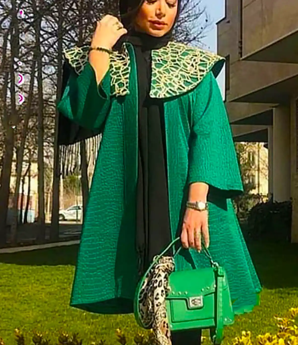 مانتو سبز شیک پاییزی
