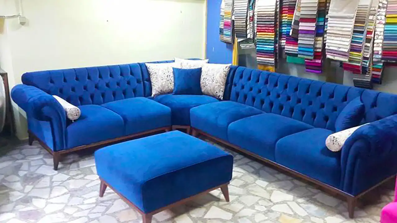 مبل چستر آبی کاربنی