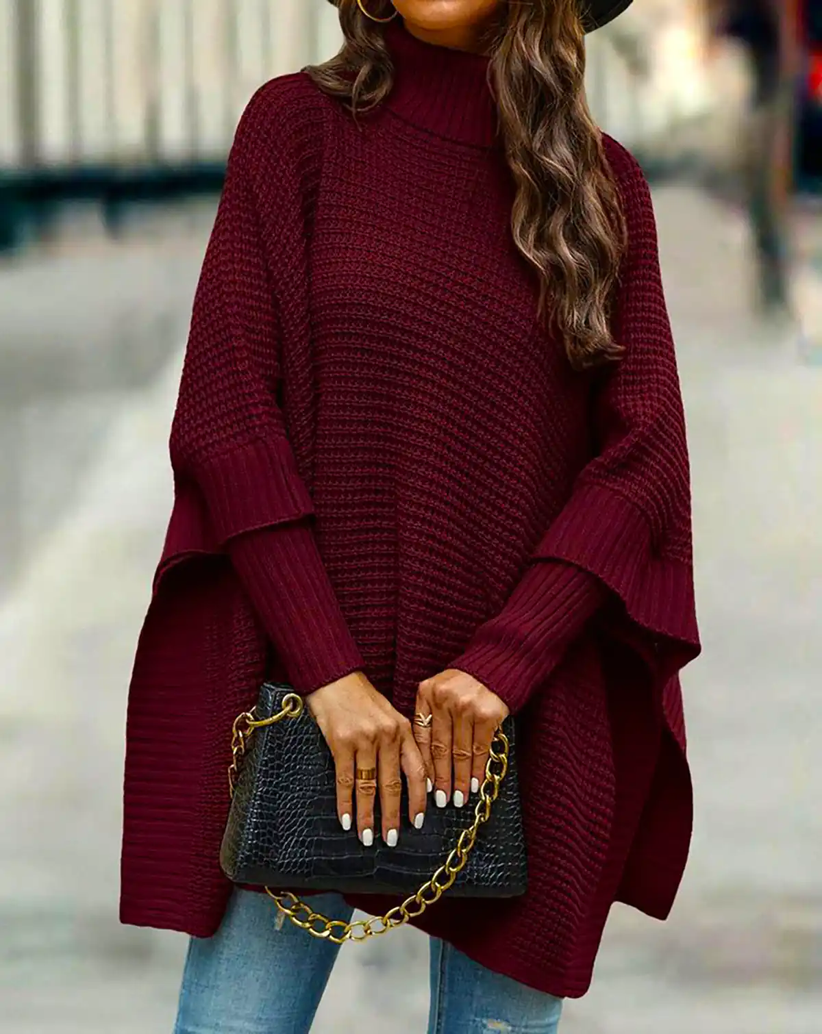 پانچو بافتنی ترند پاییز