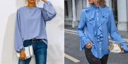 شومیز آبی روشن جدید؛ ۱۵ عکس منحصربهفرد برای استایلهای روزانه و مهمانیها