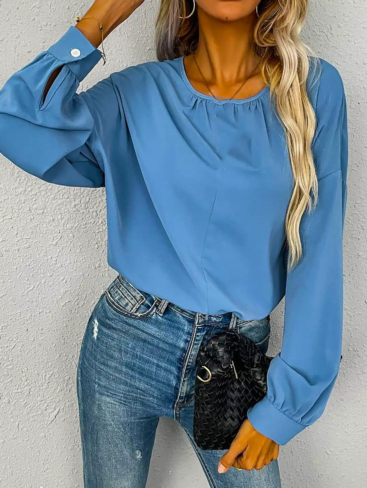 شومیز آبی روشن جدید