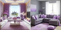 چیدمان بنفش پذیرایی؛ ۱۵ عکس خاص لاکچری برای دکوراسیون مدرن و شیک خونه