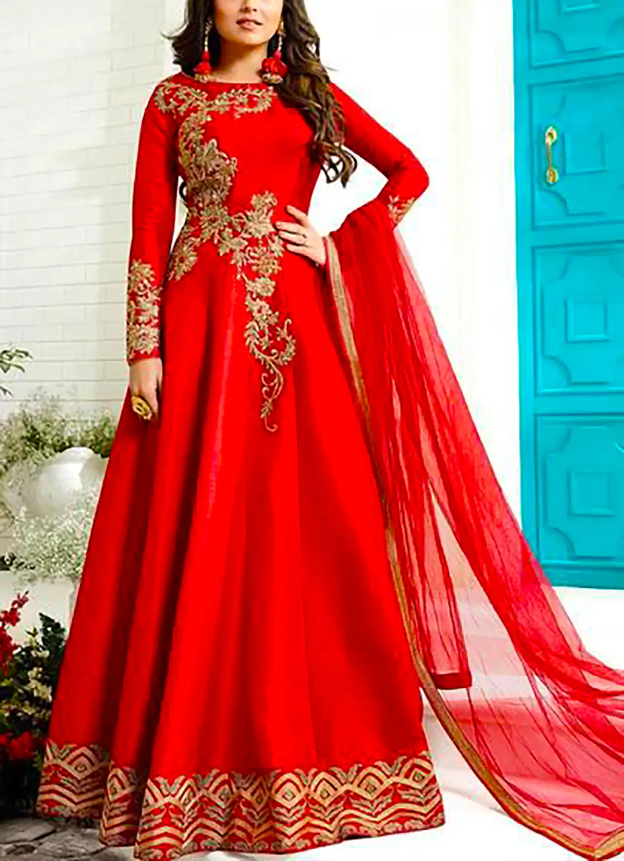 لباس هندی قرمز زنانه