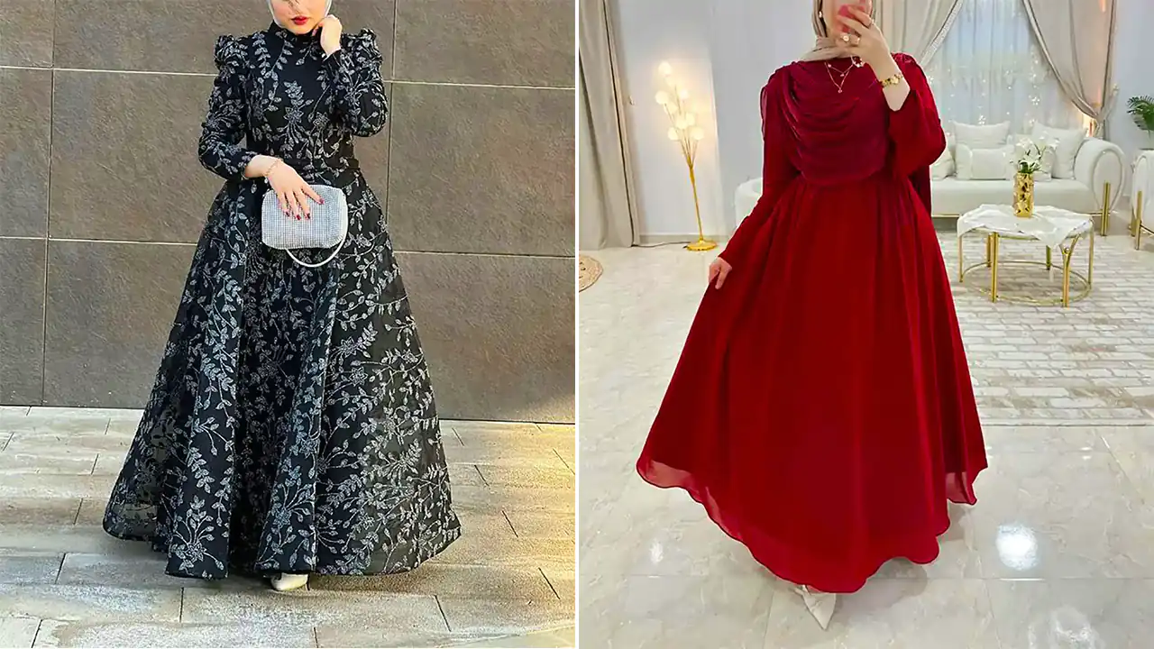 پیراهن بلند مجلسی مجحبه