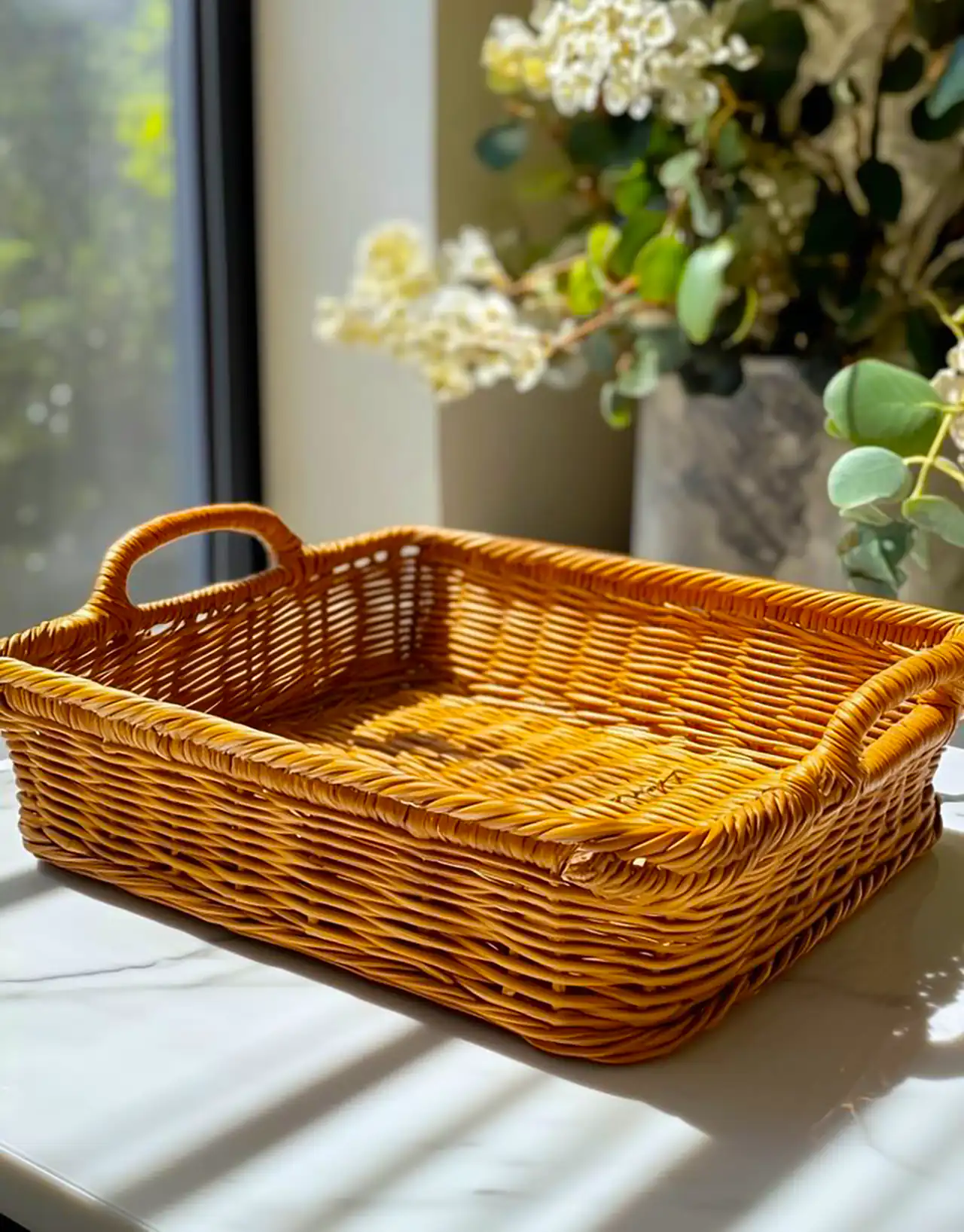 سبد بافتنی نان و میوه