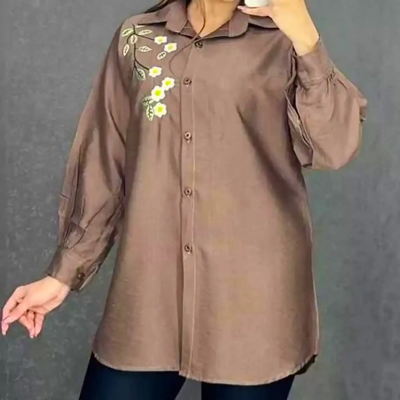 شومیز بیسیک قهوه ای شیک
