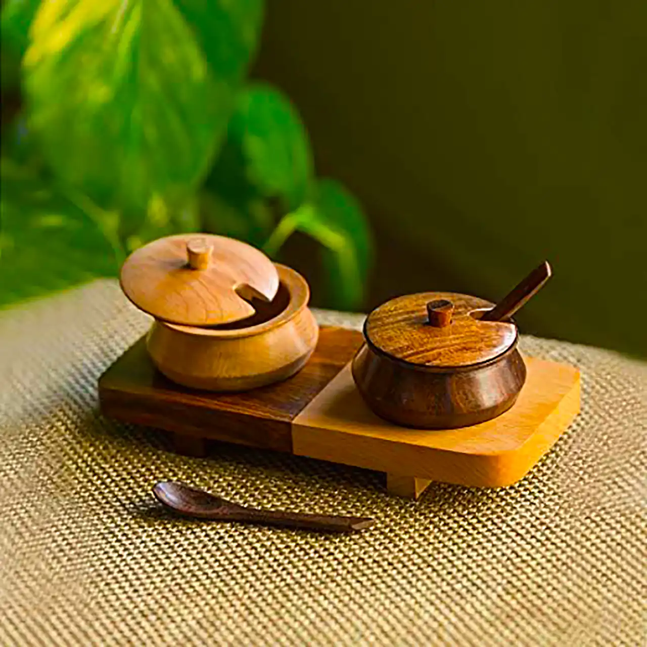 ظرف چوبی ادویه و چاشنی