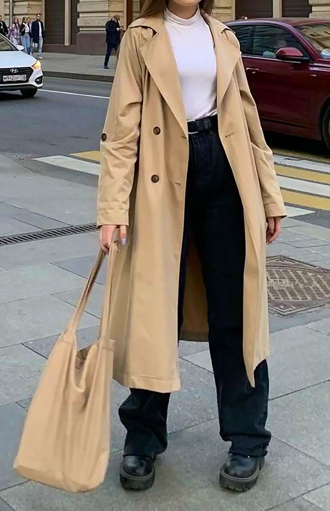 بارانی کرمی بلند زنانه