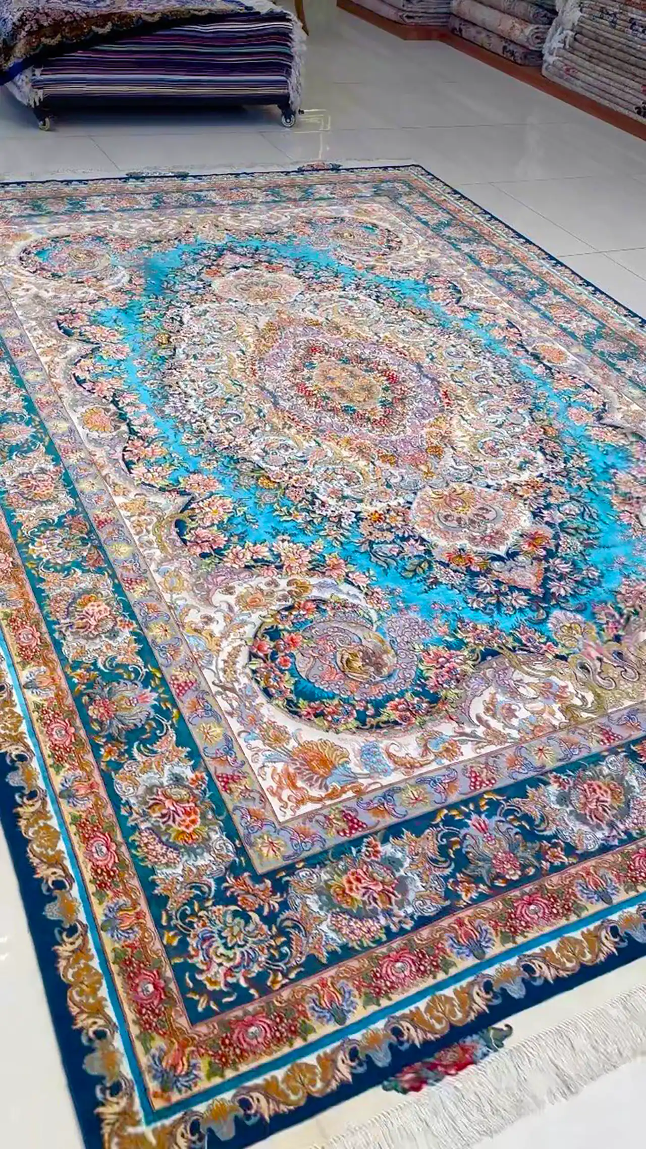 فرش ماشینی آبی