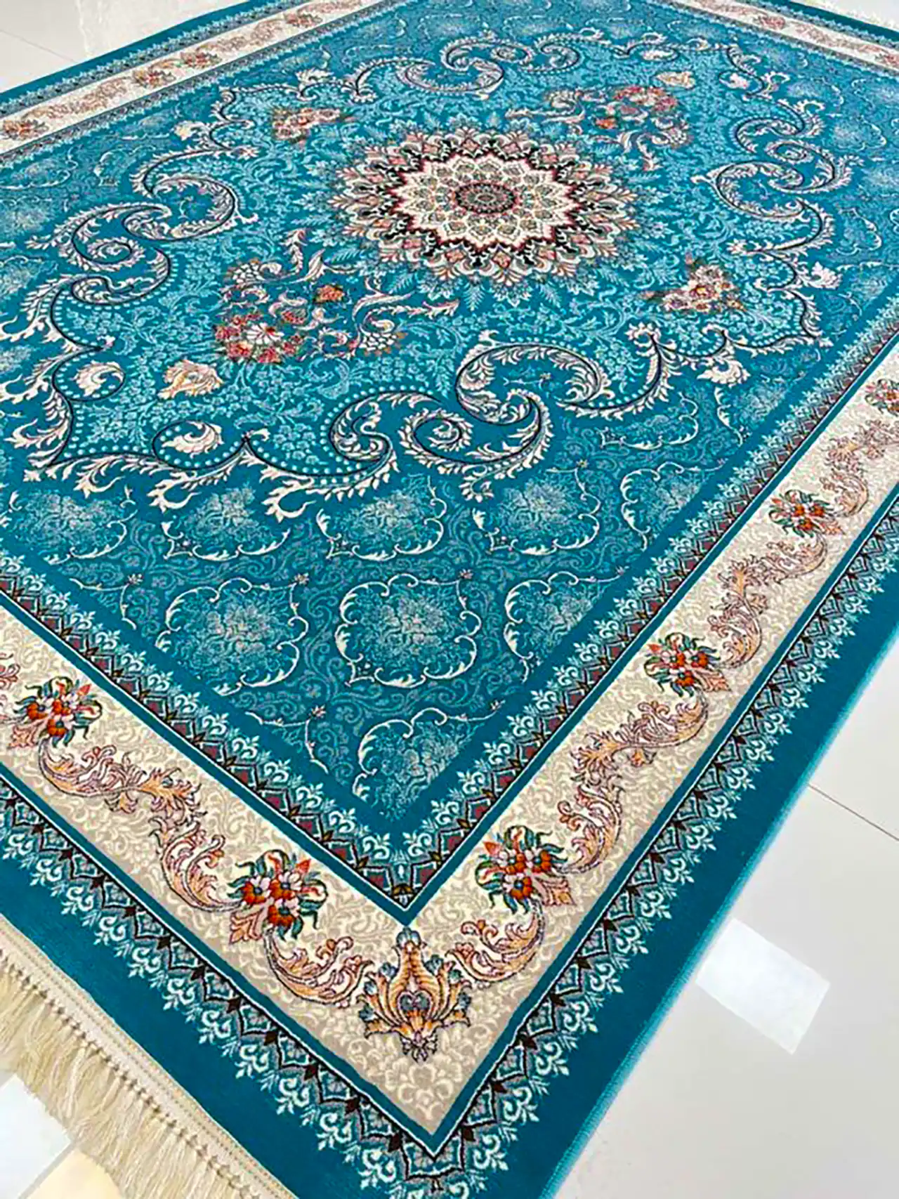 فرش ماشینی آبی