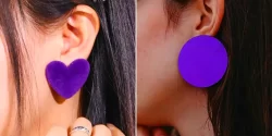 گوشواره بنفش پررنگ؛ ۱۵ مدل خاص برای استایل‌های مجلسی شیک با جلوه‌ای متفاوت