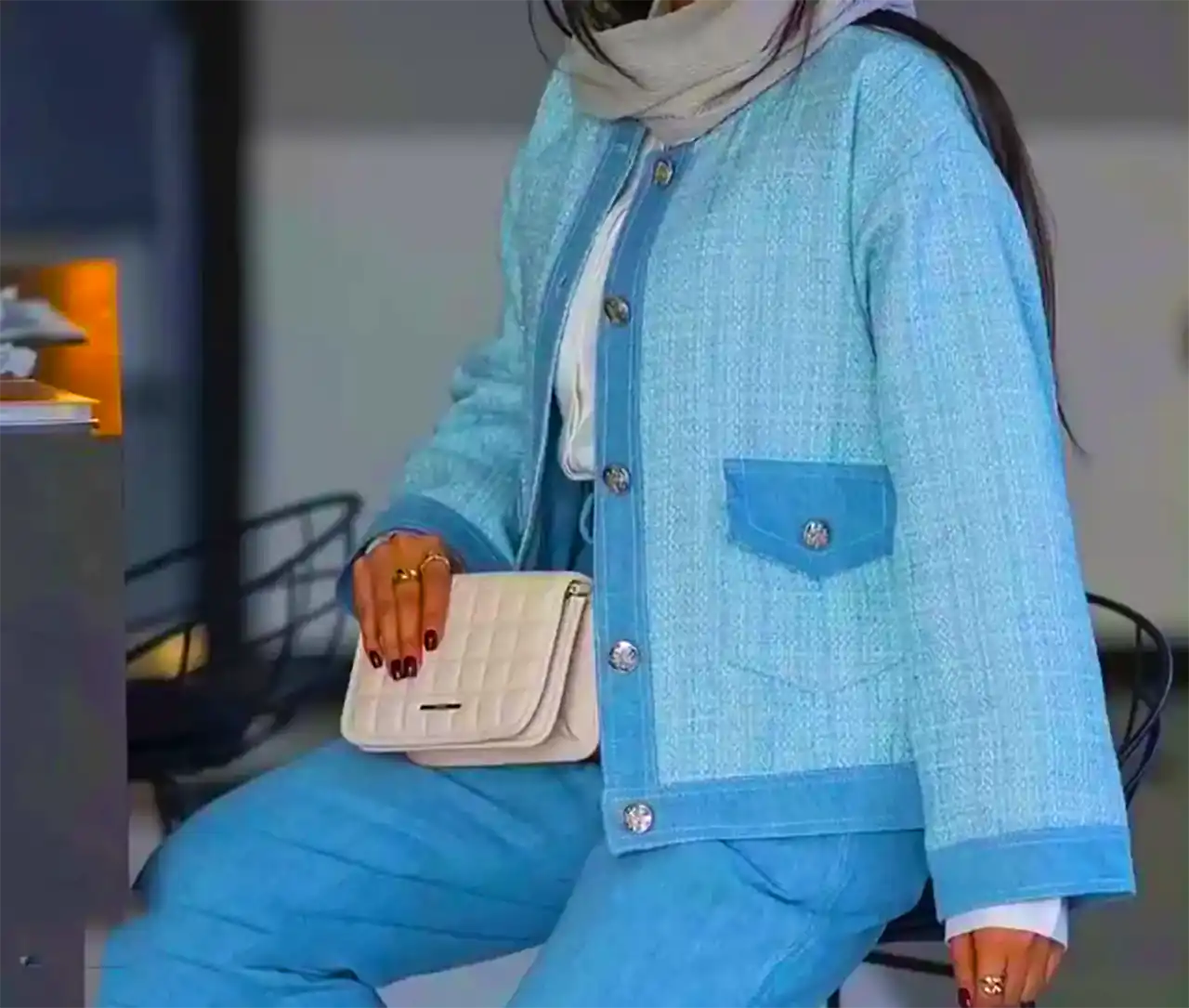 مانتو آبی روشن زنانه