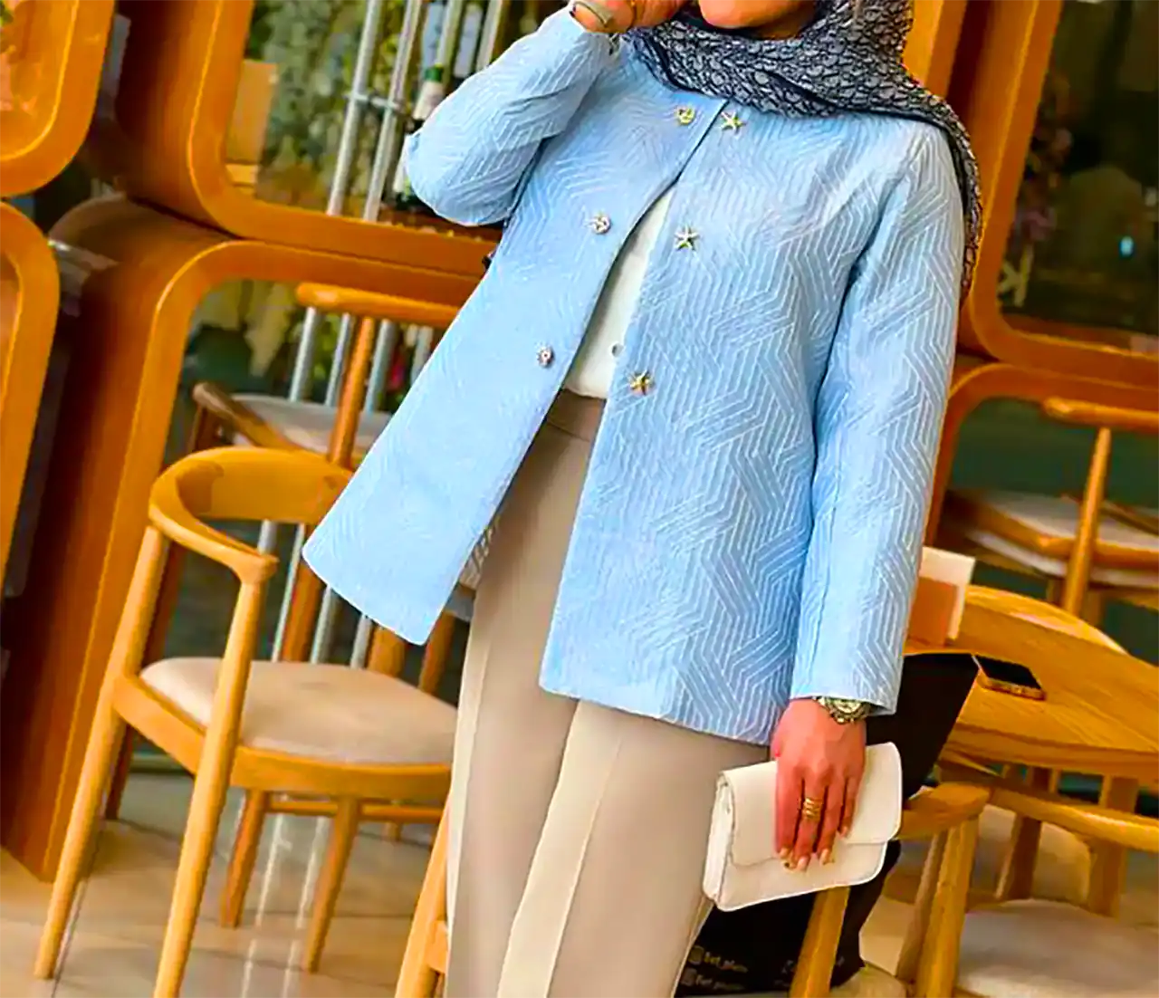 مانتو آبی روشن زنانه