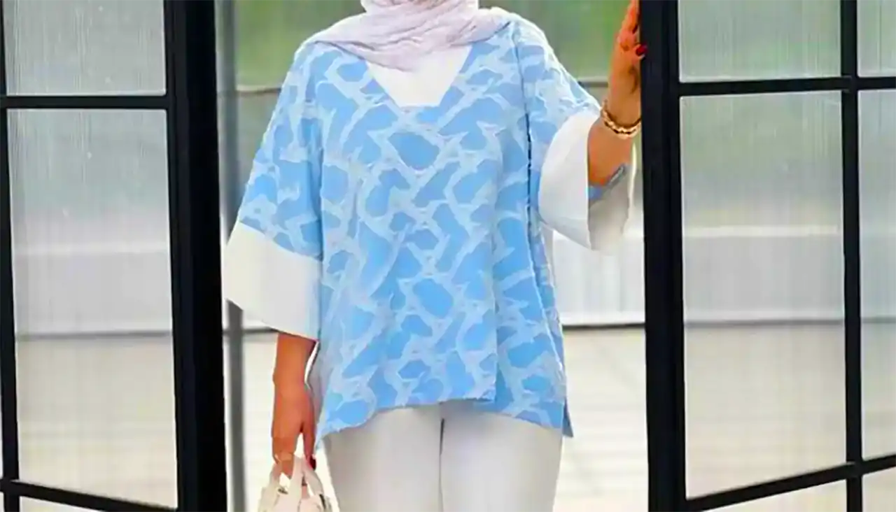 مانتو آبی روشن زنانه
