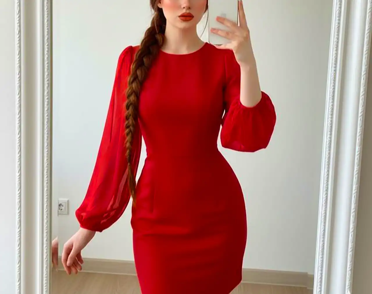 پیراهن بافت قرمز زنانه