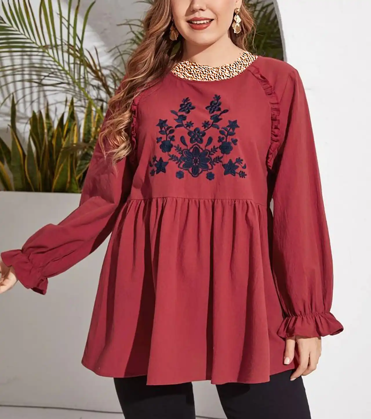 پیراهن کتان گلدوزی زنانه