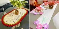 رومیزی بافتنی شیک؛ ۱۵ عکس الهام‌بخش از طرح‌های قلاب‌بافی رنگی و جذاب