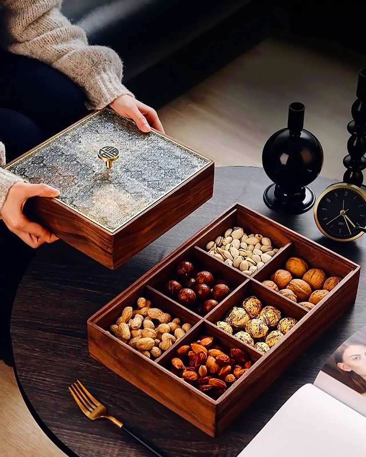 باکس تنقلات چوبی چند خانه